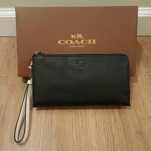 Coach Colorblock Double Zip Wallet